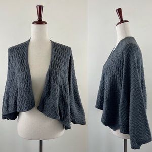 Rabbit Hair Blend Cocoon Chevron Knit Boho Open Front Cardigan Sweater